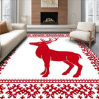 Red Stag Geometric Border Rug