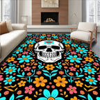 Floral Skull Bright Multicolor Rug