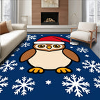 Christmas Owl with Snowflakes on Navy Rug