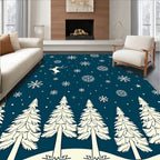 Festive Blue Snowy Reindeer Forest Rug