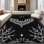 Majestic White Winged Creature Black Rug