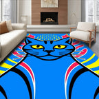 Vibrant Blue Feline Abstract Rays Rug