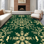 Deep Green Golden Starburst Bloom Rug