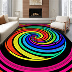 Vibrant Swirl Rainbow Optical Illusion Rug