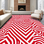 Bold Red Swirl Chevron Rug