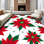 Festive Red Poinsettia Starburst Rug