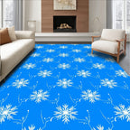 White Snowflakes on Blue Background Rug