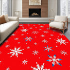 Red White Snowflake Collage Rug