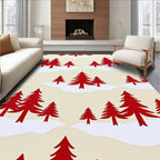 Crimson Evergreen Snowscape Hills Rug