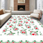 Crimson Bells Green Fir Wreath Border Rug