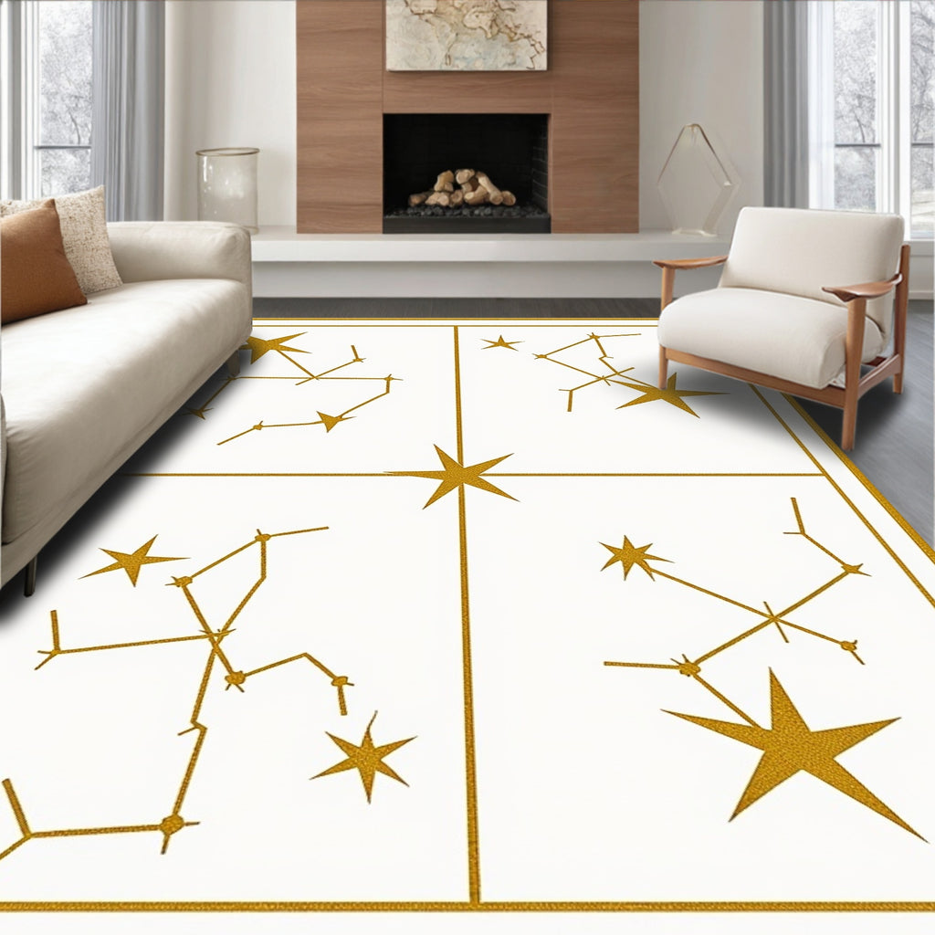 Gleaming Gold Constellation Galaxy Rug