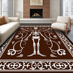 Brown White Skeleton Vine Border Rug