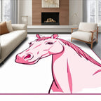 Pink Horse Head Portrait Decorative Rug