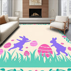 Playful Purple Bunnies Easter Eggs Field Rug