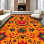 Orange Red Green Starburst Floral Rug