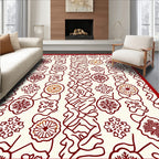 Crimson Snowflake Floral Garland Rug