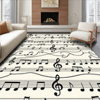 Black Musical Notes Staff Rug