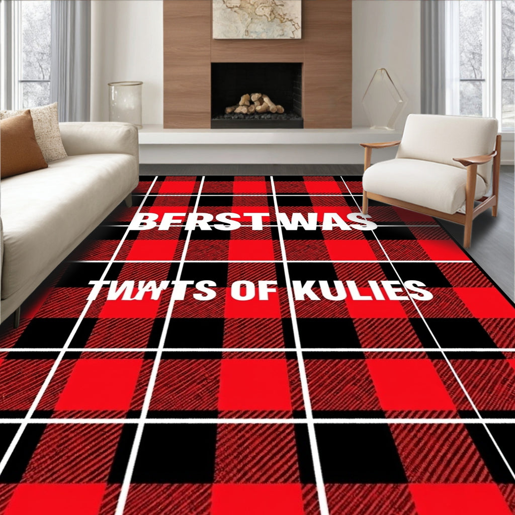 Red Black Plaid Buffalo Check Rug