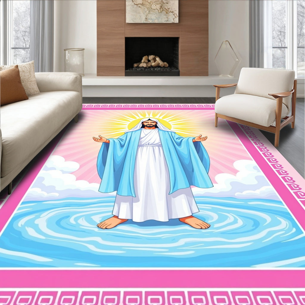 Radiant Jesus Miraculous Walk on Water Rug