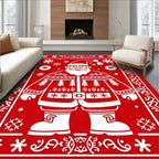 Festive Red Santa Claus Snowflakes Rug