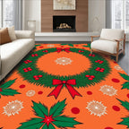 Festive Evergreen Wreath Holiday Dots Rug