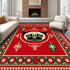Red Pug Face Ornament Festive Rug