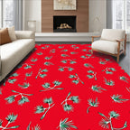 Red Pine Branch Whimsical Collage Rug