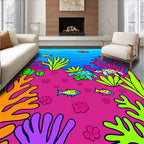 Vibrant Coral Reef Turtle Fish Scene Rug