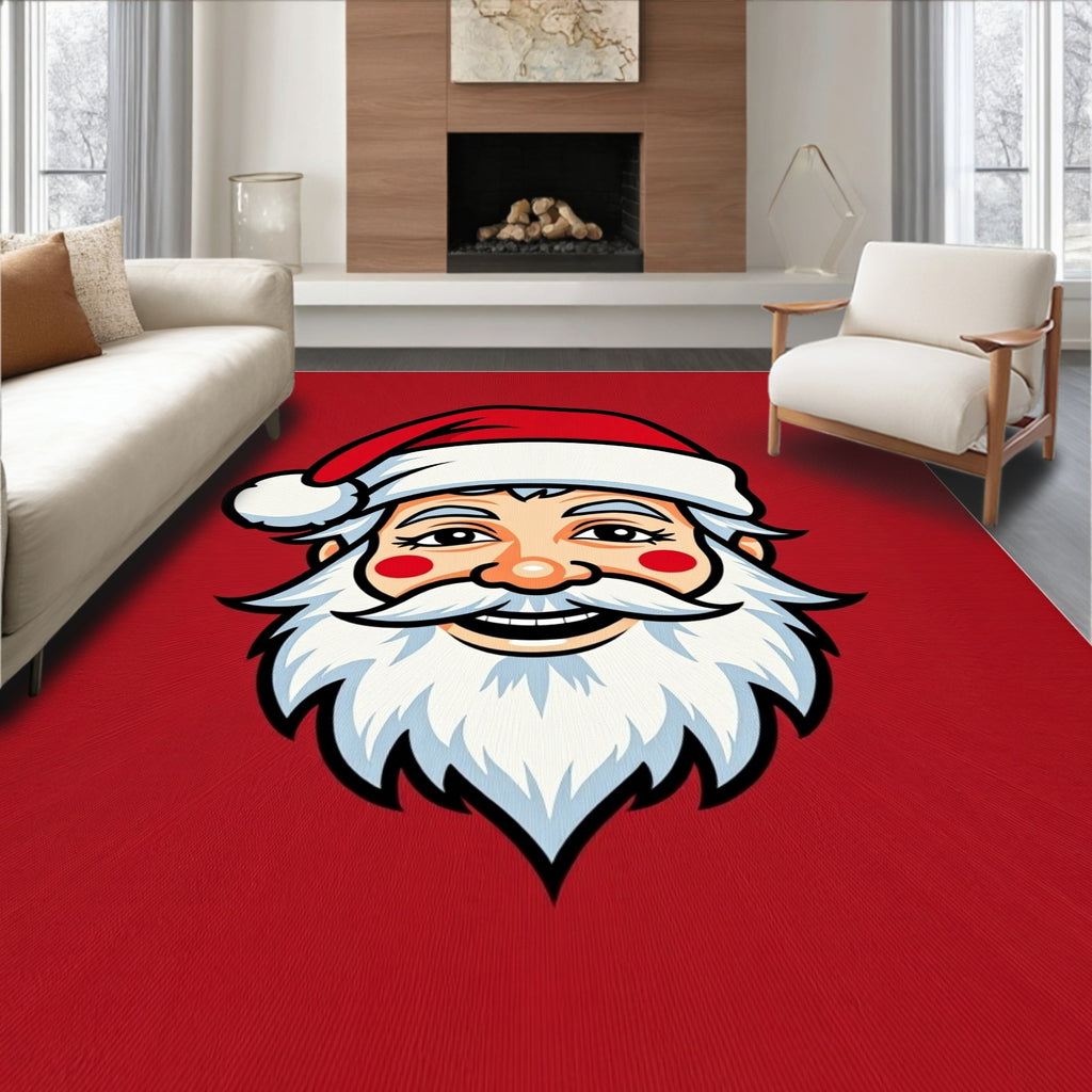Cheery Red Santa Claus Face Rug