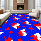 Bold Red Starburst Abstract Rug