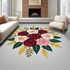 Floral Bouquet Arrangement Red Cream Pink Rug