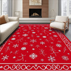 Crimson Snowflakes Twig Border Rug