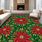 Rich Red Floral Medallion Emerald Rug
