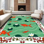 Orange Fish Pond Lily Pad Border Rug