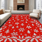 White Winter Christmas Pine Swirls Rug