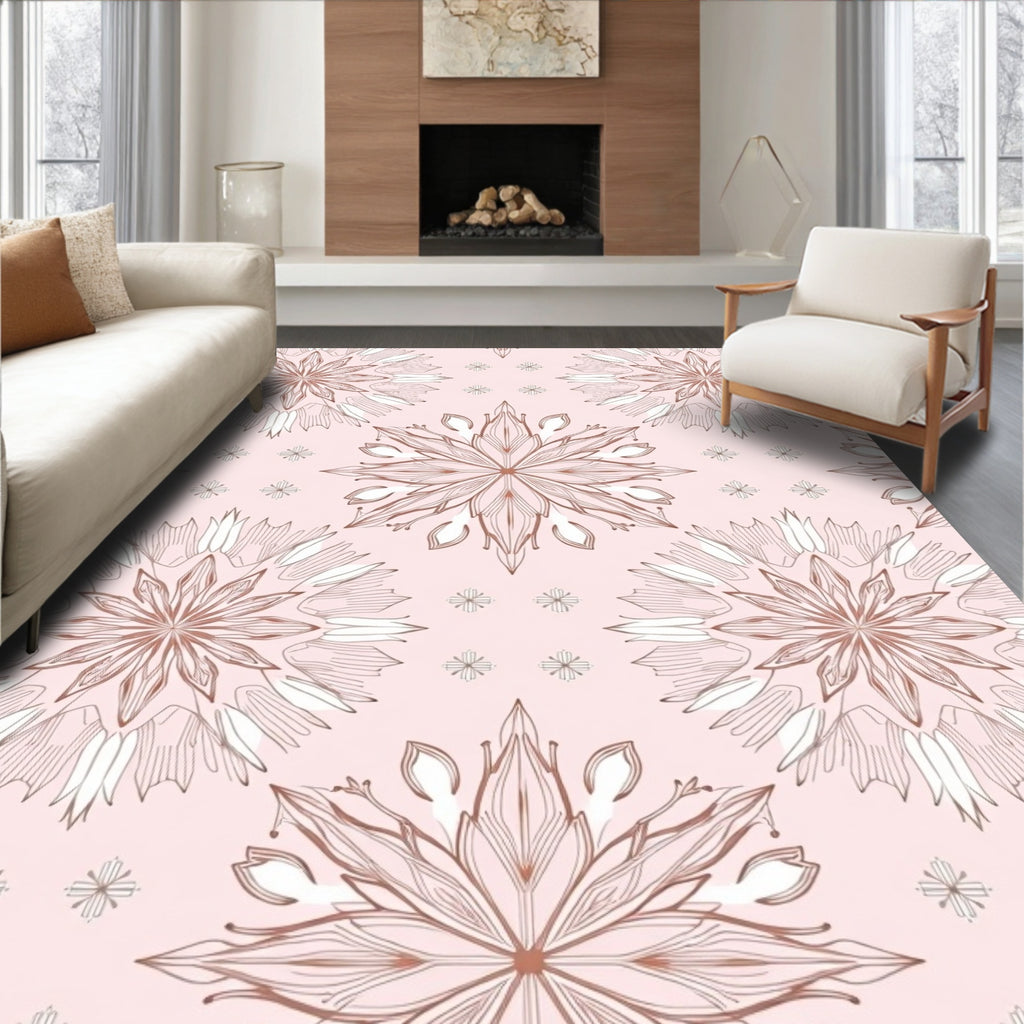 Rose Gold Floral Medallion Background Rug