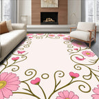 Pink Blossom Vine Bird Border Rug