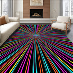 Vibrant Neon Starburst Radial Rug