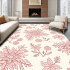 Pink Floral Arrangement On Cream Background Rug