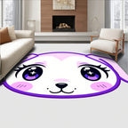 Cute Purple Kawaii Puppy Face Rug