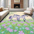 Two Horses Meadow Floral Field Rug