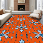Orange Blue Starburst Geometric Rug
