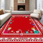 Festive Red Elf Christmas Gift Border Rug