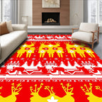 Red Yellow Festive Reindeer Woodland Rug