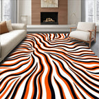 Bold Orange Black Wave Stripes Rug