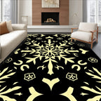 Golden Snowflake Black Lace Rug