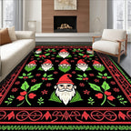 Red Green Gnome Holly Festive Rug