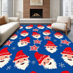 Jolly Red Gnomes Blue Snowflakes Rug