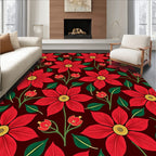 Vibrant Crimson Floral Swirl Rug