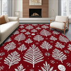 Crimson White Evergreen Snowflake Collection Rug